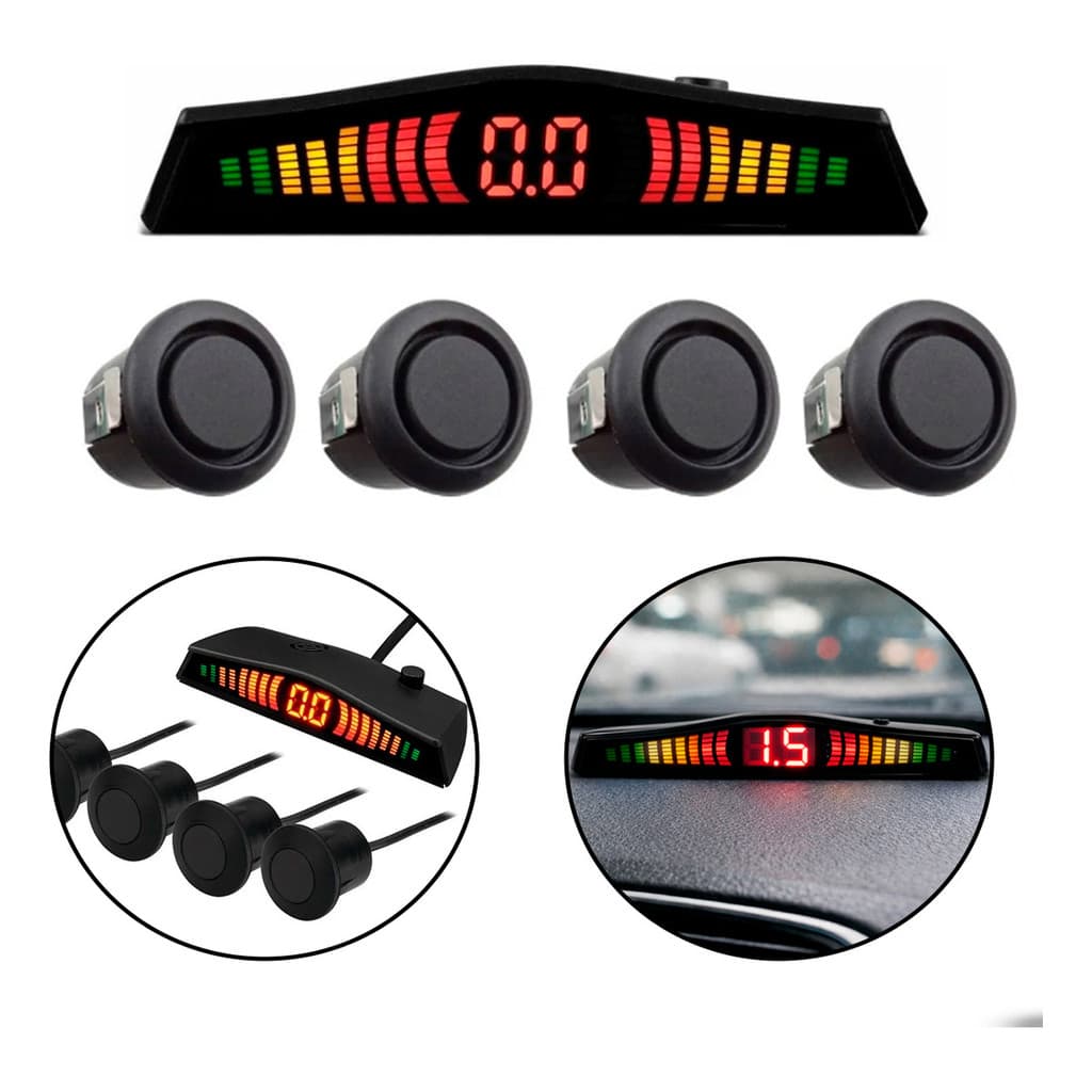 Sensor Estacionamento Universal 22mm com Display LED e Aviso Sonoro 4 Sensores