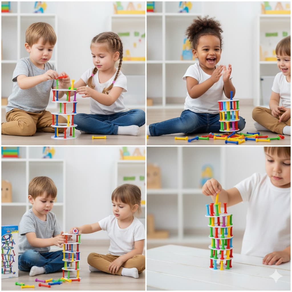 Jogo Derruba Torre Interativo Diversão Crianças Família Educativo Coordenação Motora