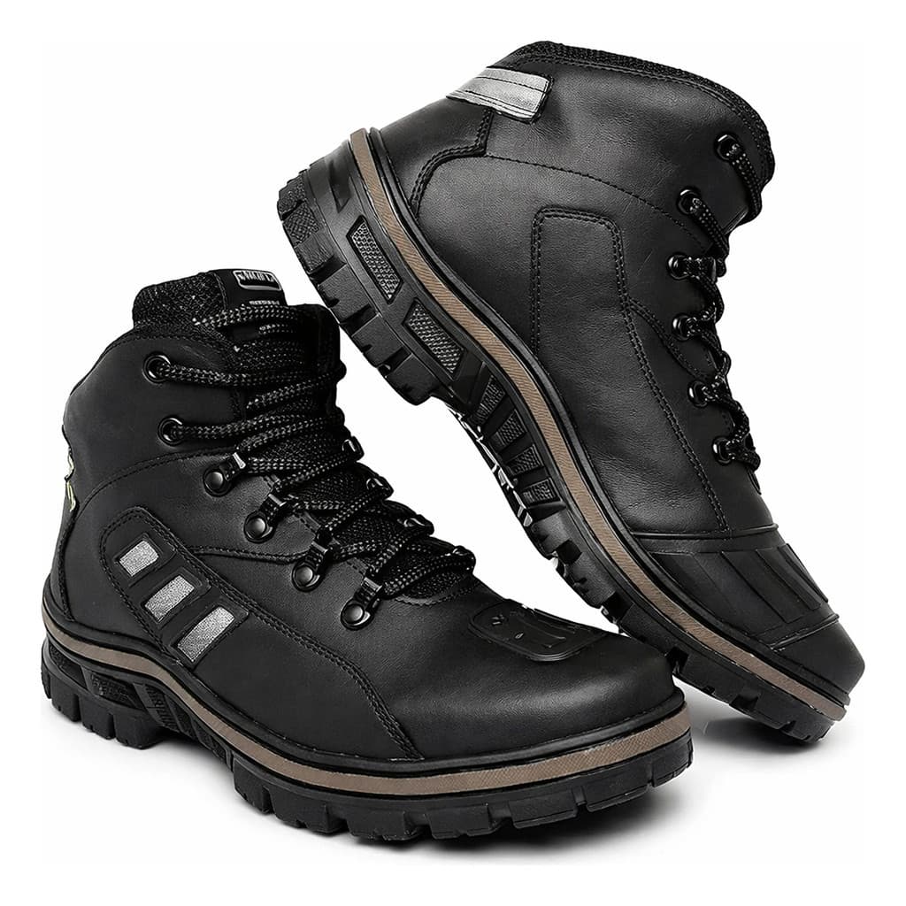 Bota Motociclista Masculina Couro Ecológico Aviador 16100