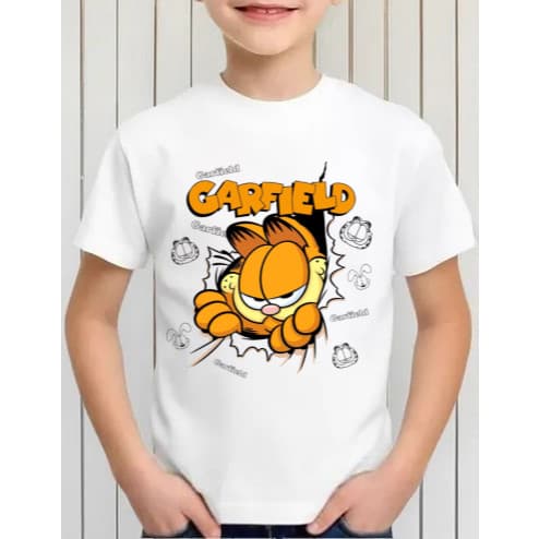 Camiseta Infantil Garfield 100% Algodão 30.1 Camiseta Blusa Roupa