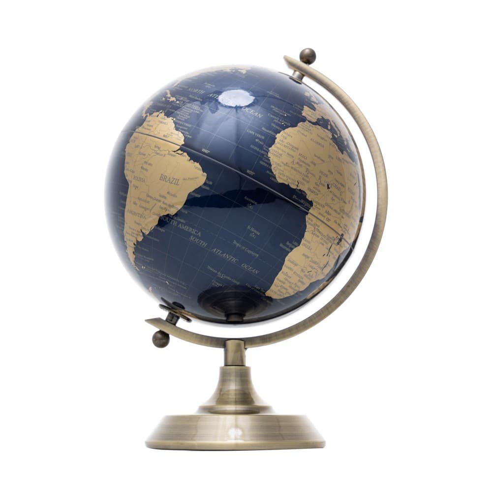 Globo Decorativo Dourado e Azul Marinho 15x21cm Wolff
