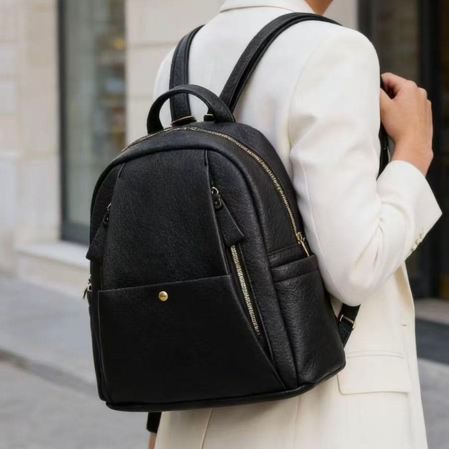 JAMI JAMI Bolsa Mochila Feminina Minimalista Elegante com Textura Grande Capacidade Texturizada PU e Casual B707