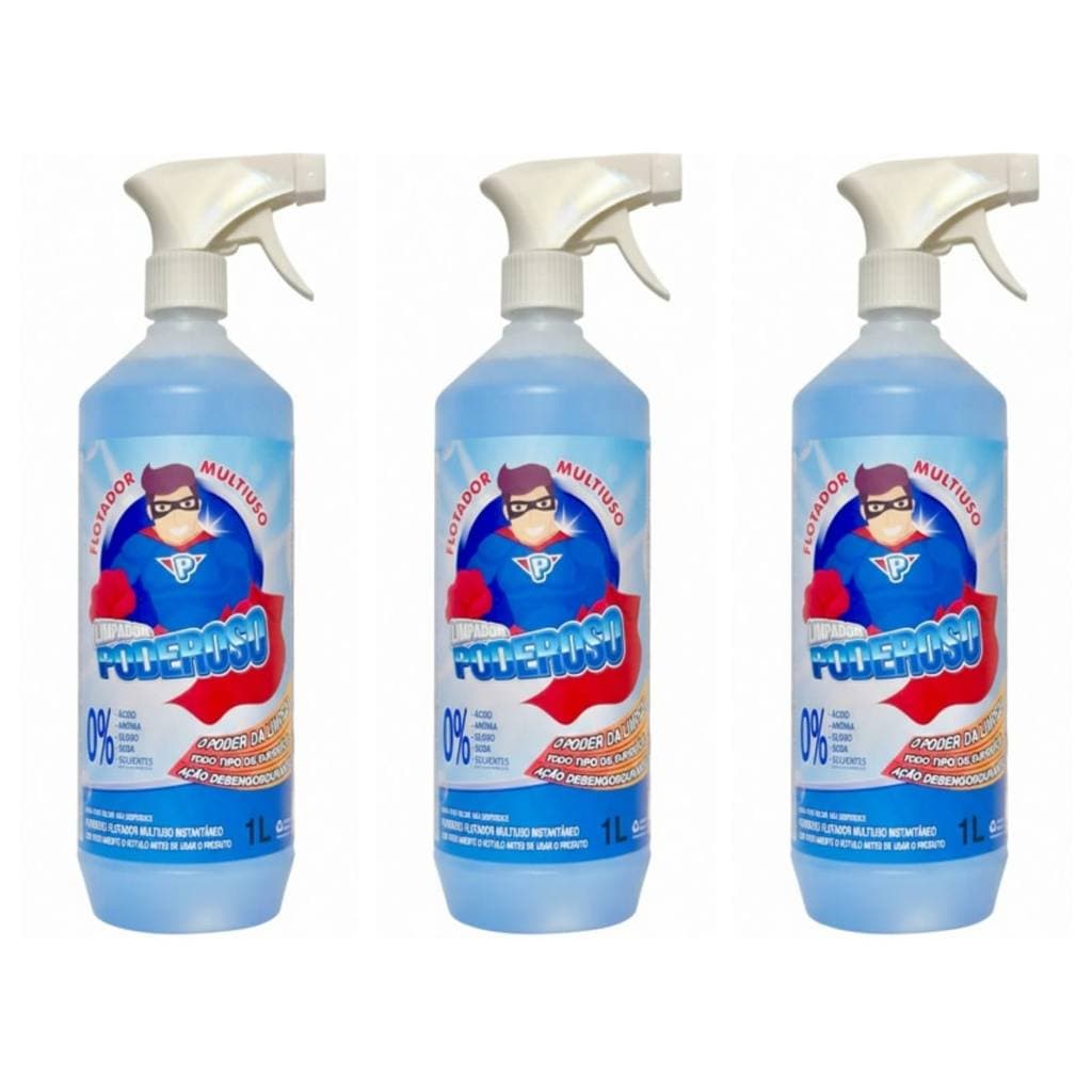 Flotador Poderoso Limpeza Pesada Multiuso  1 Litro - 3 Unidades