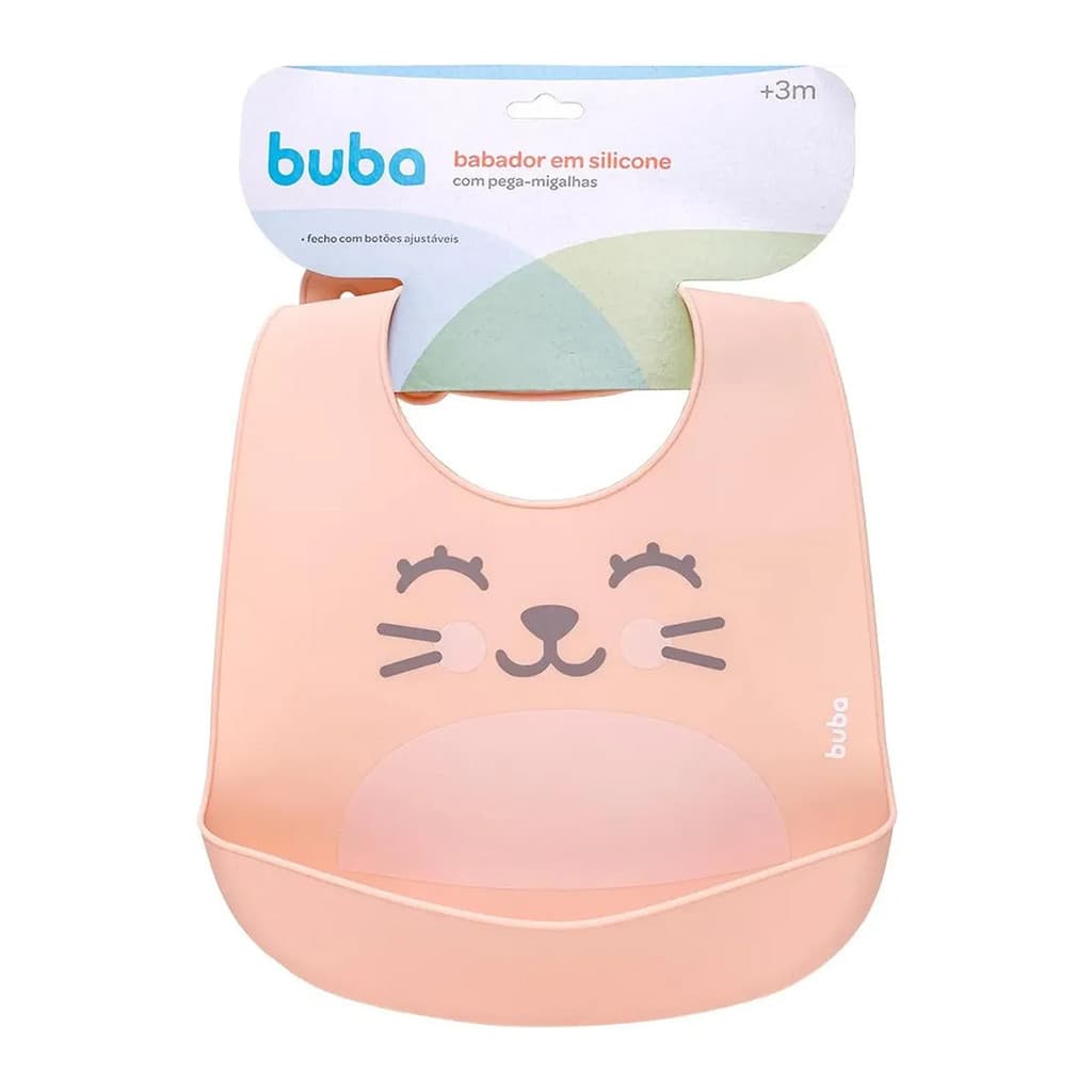Babador Silicone Buba Impermeável Pega Migalhas Gumy Pêssego