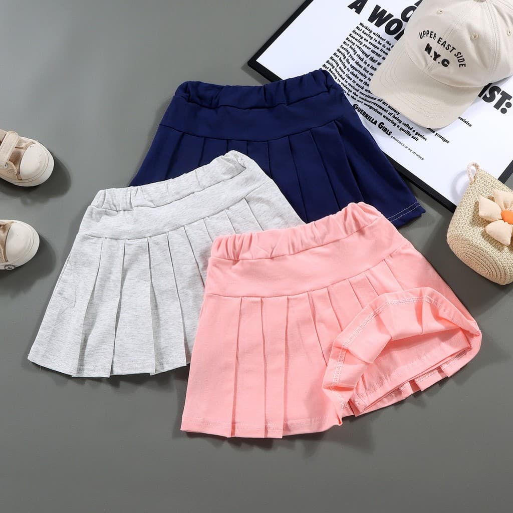 Roupas de verão para meninas de 2 a 10 anos, roupas pretas plissadas para dança, saia curta (forro)