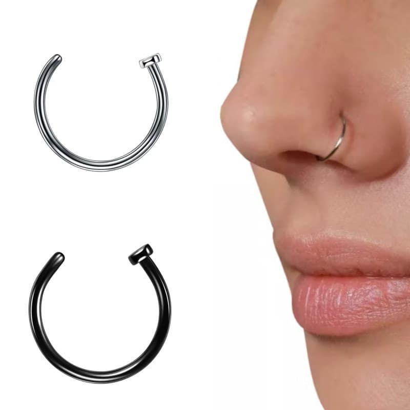 Piercing Argola D-RING aço cirúrgico / Septril, Rook, Conch, Nariz 8mm - 1 peça