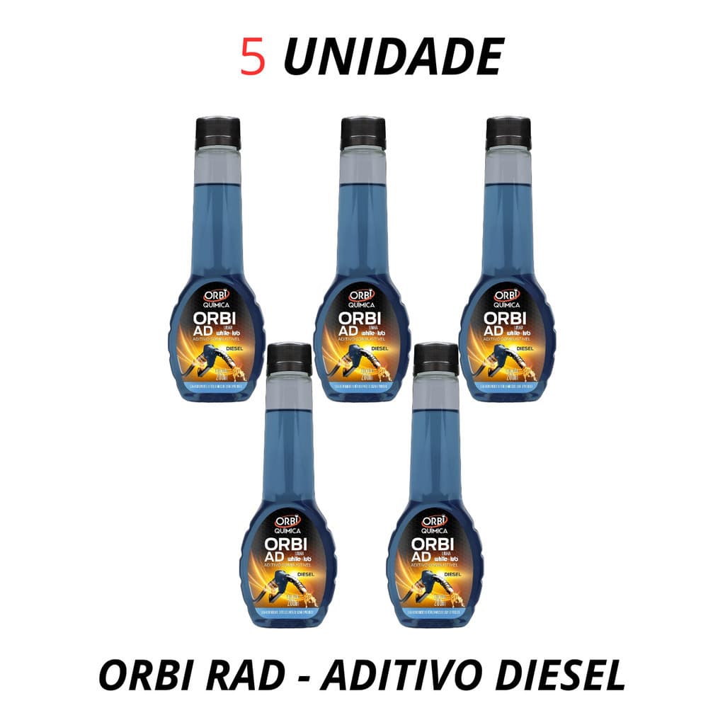 KIT 5 Aditivo Combustível DIESEL 200ml Limpa Bicos Injetores - ORBI-AD