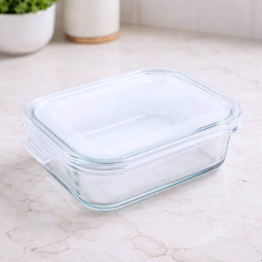 Pote de Vidro Retangular 640ml com Tampa Mor Refratário para Freezer, Forno e Marmitas