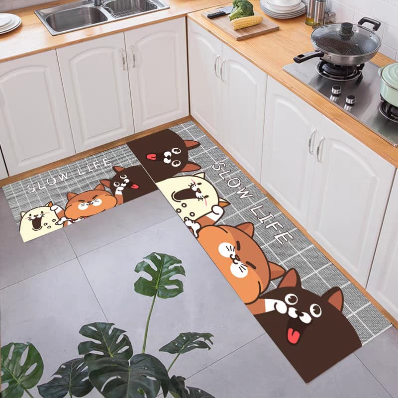 Kit Tapete Jogo Passadeira Belga Cozinha Antiderrapante Emborrachada 2 Peças