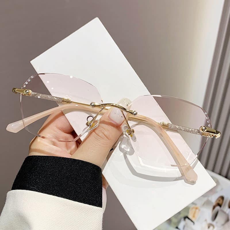 Luxo Strass Transparente Óculos de Leitura Feminino Sem Moldura Sofisticado Para Luxo Feminino Sofisticado 1 Par