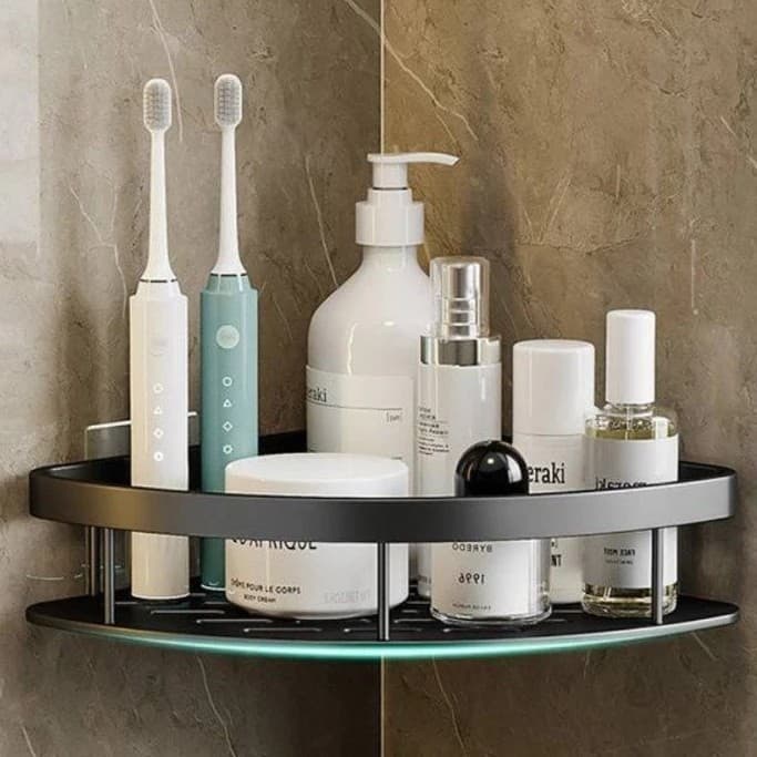 Suporte Organizador De Aluminio Rack De Parede Banheiro Cozinha Prateleiras Porta Shampoo