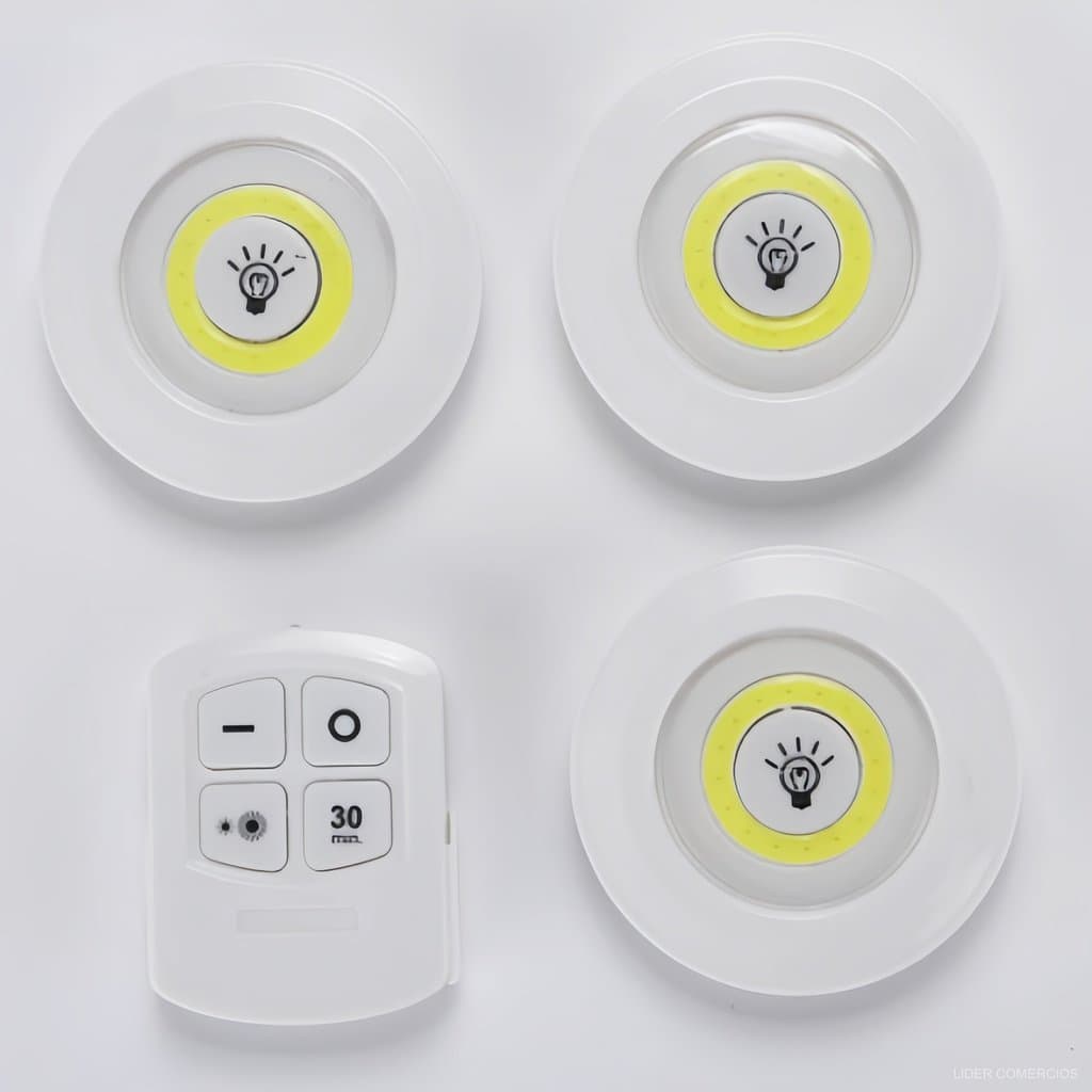 6/9/12 Pcs Lampada Luminaria Led Spot Sem Fio Controle Remoto Luz LED.