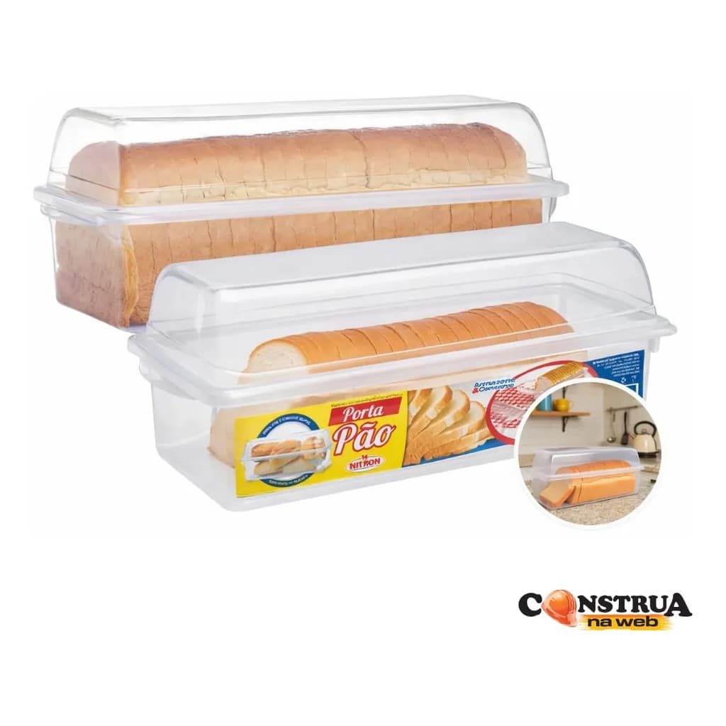 Porta Pão De Forma Com Tampa Transparente Nitron Pote Organizador Para Pães Caixa Armazenamento Plástico BPA Free