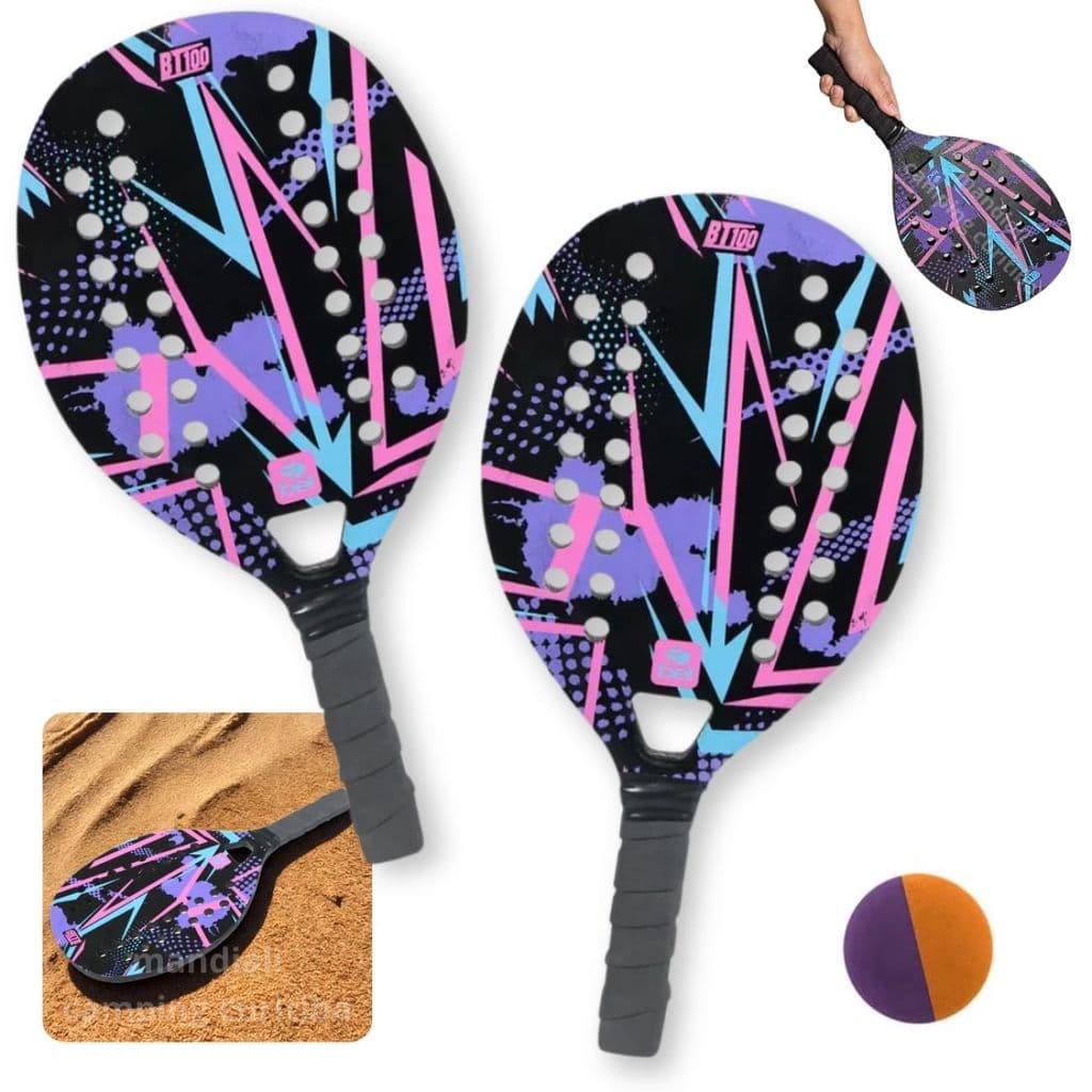 Kit Raquetes Beach Tennis Madeira 2 Unidades + Bola Bel Bt100 Praia