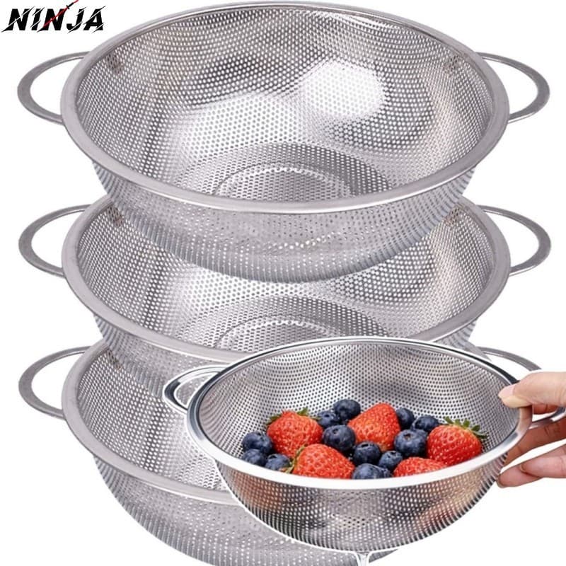 Cesta De Drenagem De Aço Inoxidável De 2-1 Unidade-Bacia De Lavagem De Arroz-Suprimentos De Cozinha-Escorredor De Malha
