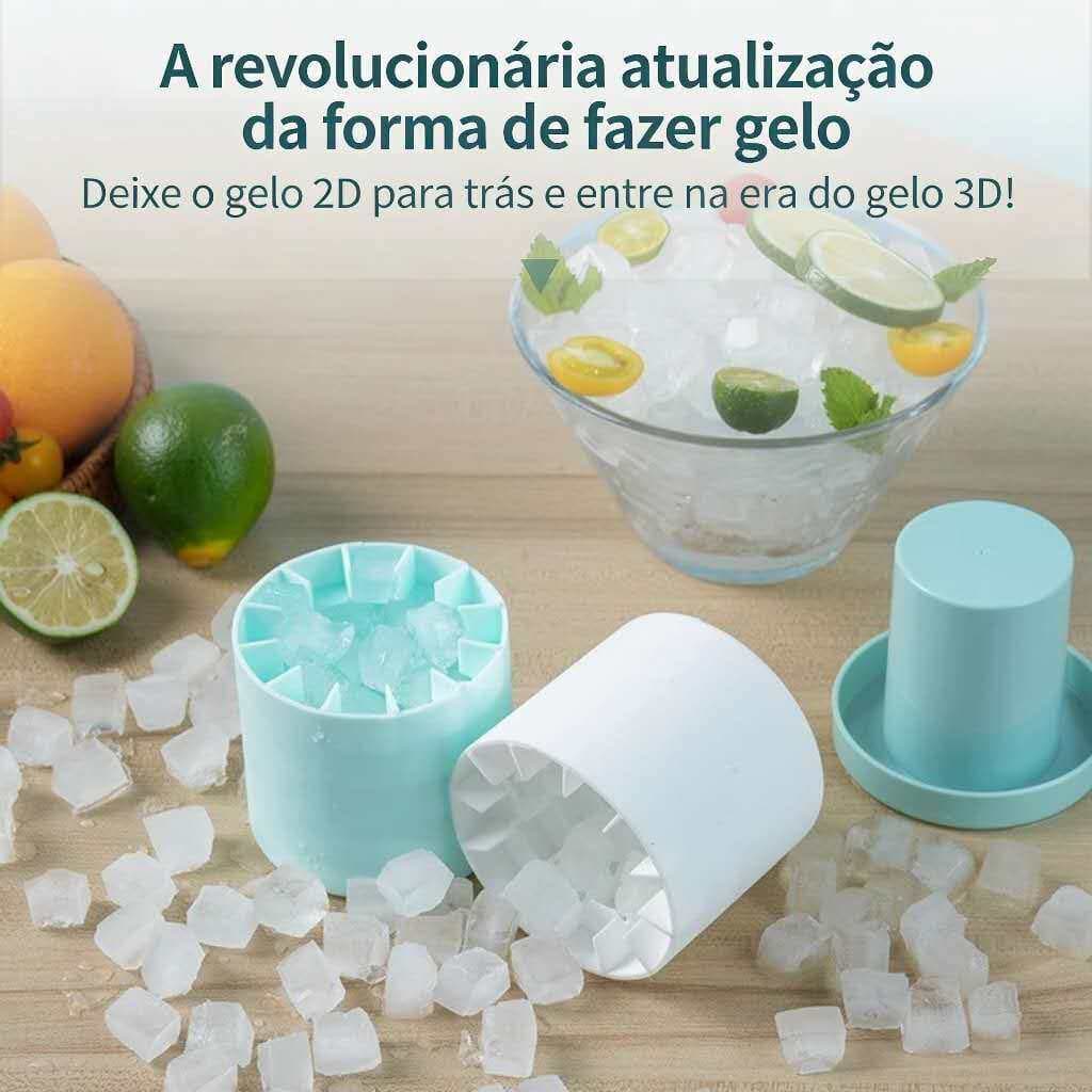 Forma de Gelo Silicone Alimentício Mini, Prática, Faz 40 Cubos de Gelo Rapidamente