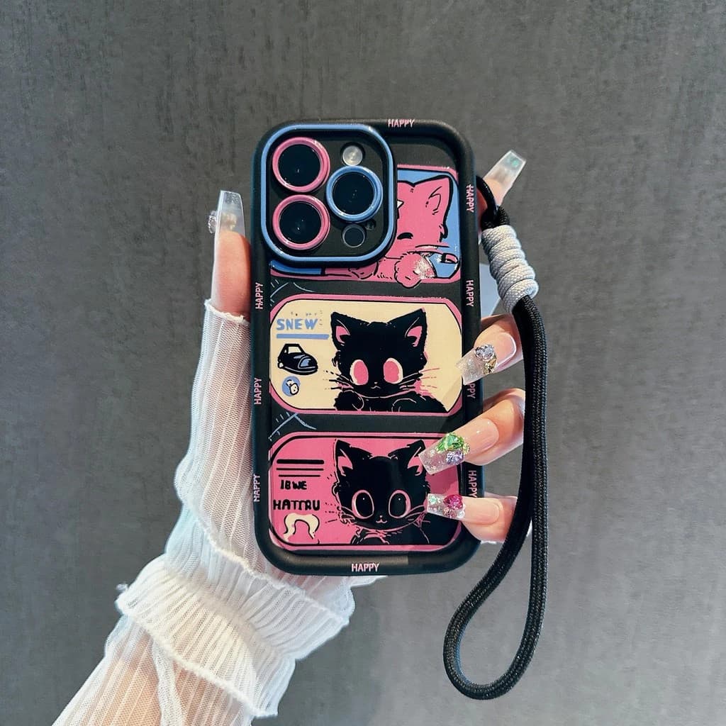 Capinha Capa Para iPhone XR 11 12 13 14 15 16 17 PRO MAX 14 15 16 PLUS Silicone À Prova de Choque Gato fofo