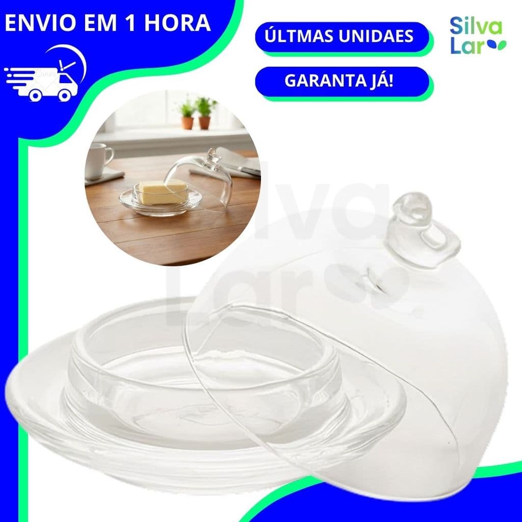Manteigueira de Vidro Cristal com Tampa de Pássaro Passarinho 9,5x6,5cm - Lyor