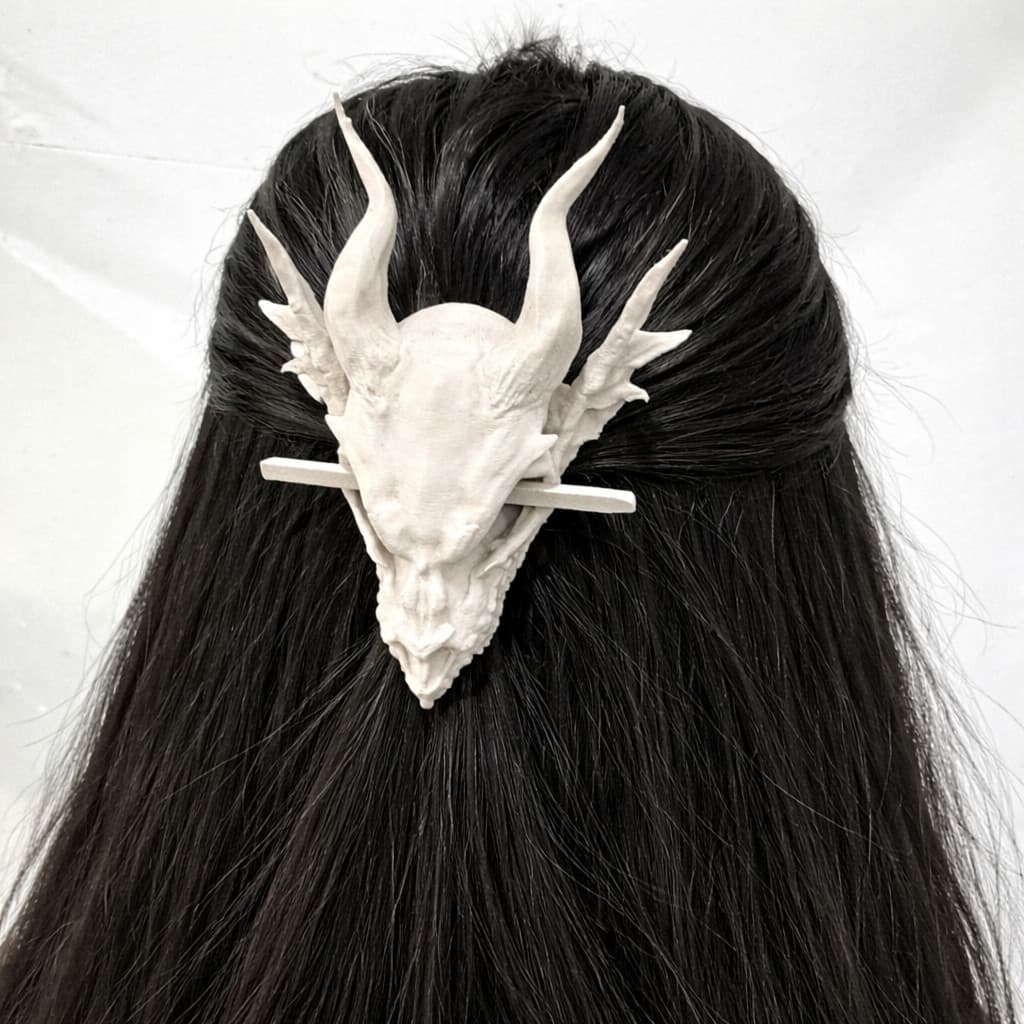 Prendedor de Cabelo Caveira de Dragão Geek | Presilha Medieval Fantasia