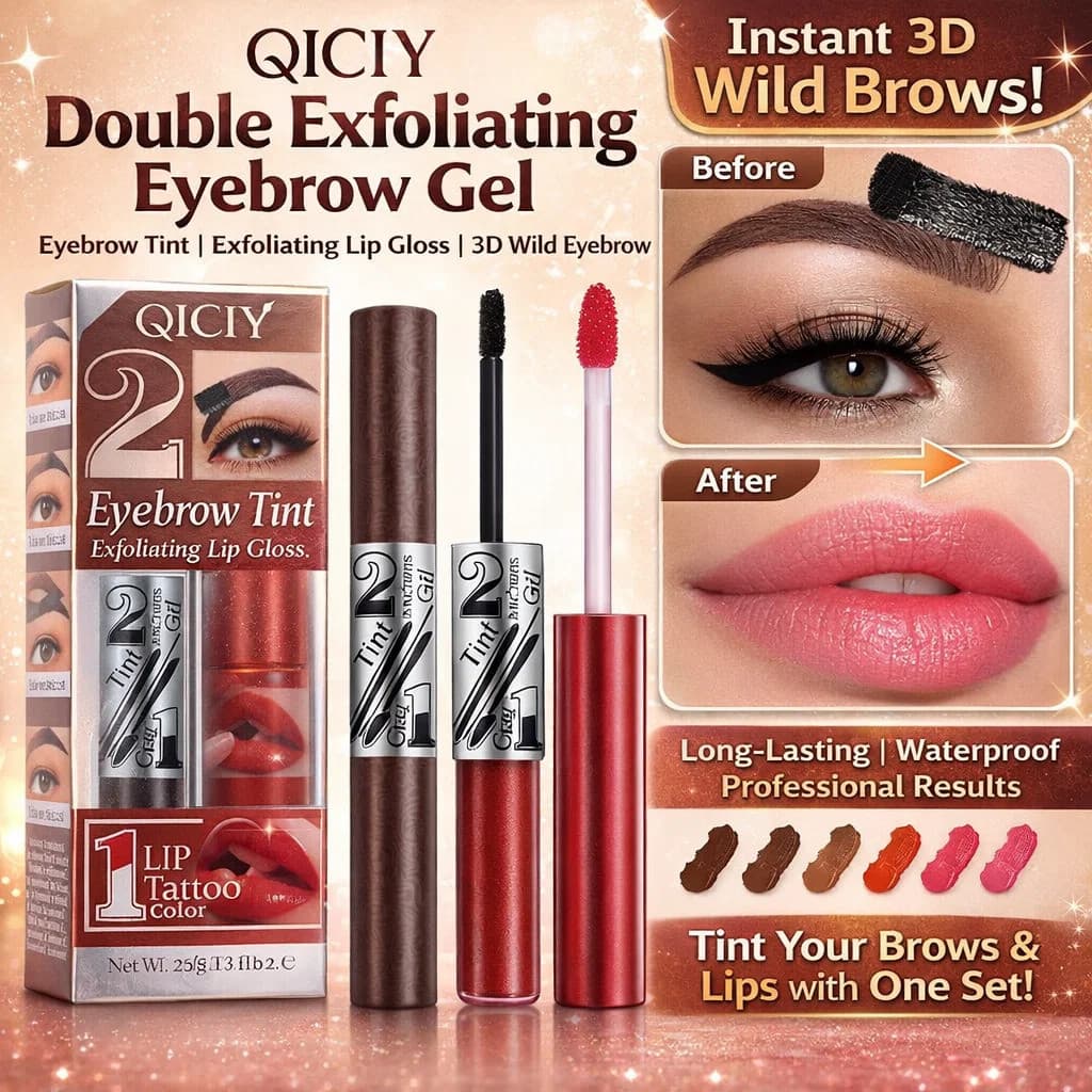 QICIY Gel De Sobrancelha Esfoliante Duplo , Tonalidade , Brilho Labial , Selvagem 3D