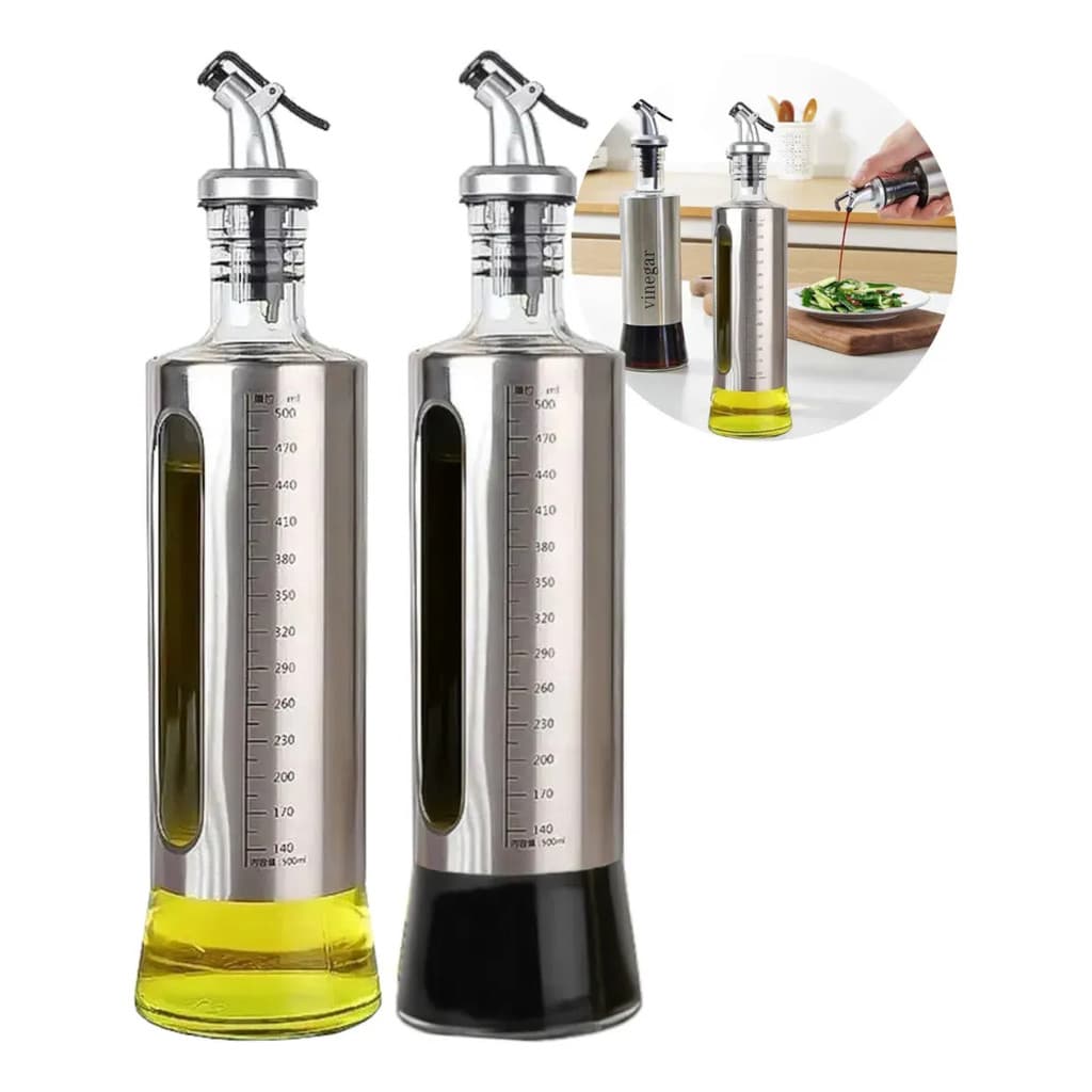 Azeiteiro Vidro Galheteiro Dosador Inox 300ml Vinagre