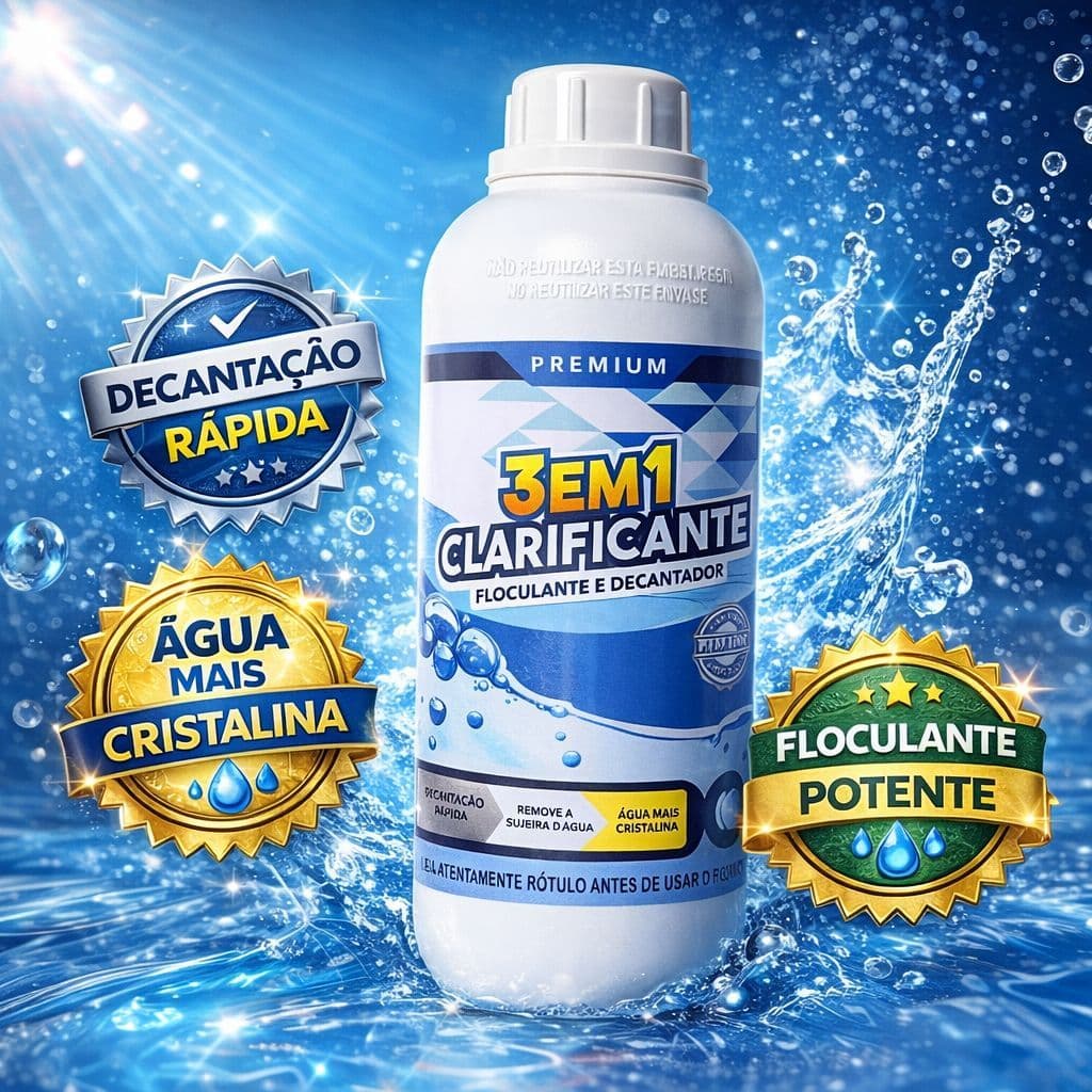 Clarificante Piscina 3 Em 1 agua Cristalina Garantida 1 Litro Agua Transparente clareador de piscinas alta performance
