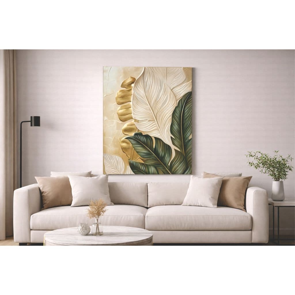 Quadro Decorativo Parede Abstrata de Folha Arte Minimalista Quarto Sala Escritório Decoração Luxuoso