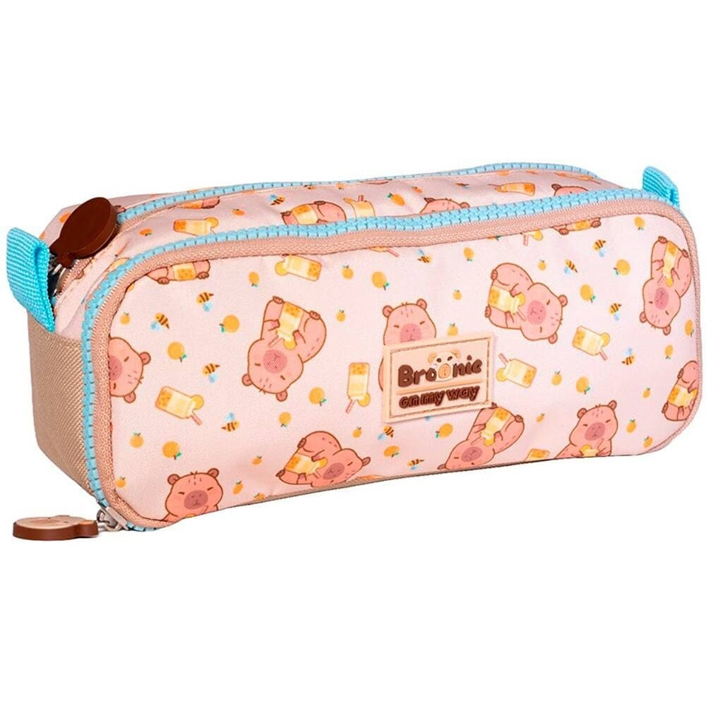 Estojo Escolar Duplo College Capivara Brownie Xeryus