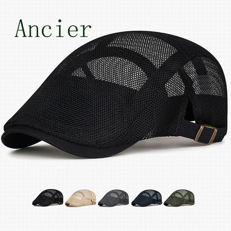 Fancier Verão Leve Boina Casual Unissex Malha Completa Respirável Ajustável Proteção Solar Britânico Retro Duckbill Chap