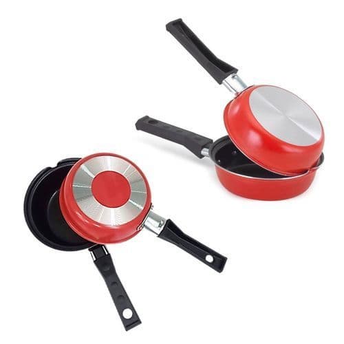 Frigideira Dupla Hamburgueira e Omeleteira Antiaderente 14cm Vermelha