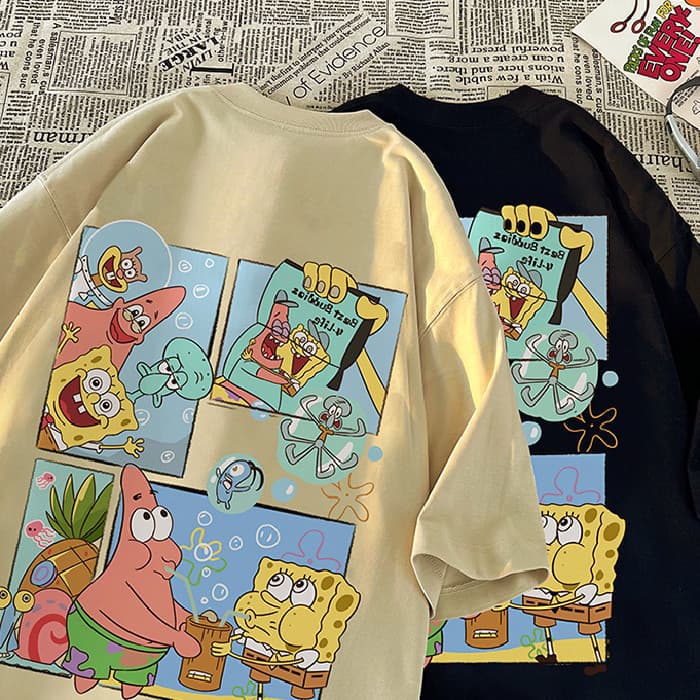 Camiseta Feminina Estampa Bob Esponja Patrik Estrela Camisa 100% Algodão Desenho