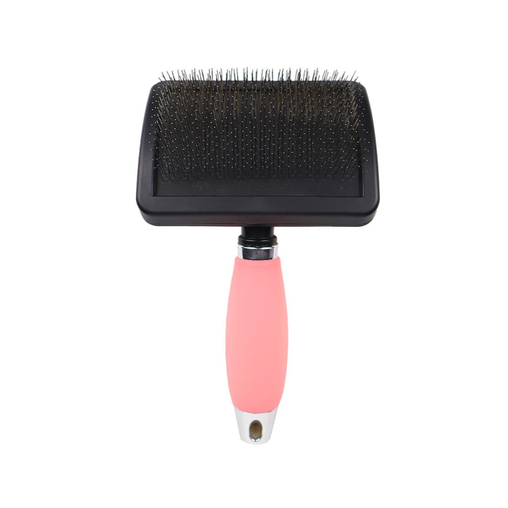 Rasqueadeira Pet Profissional Cães Gatos MBS Pop Cabo de Gel Com Pinos Regulares Rosa G