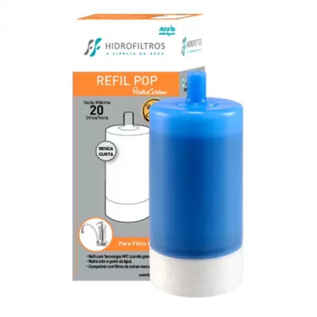 Refil Vela Rosca Curta Universal HF-40 para Filtro Torneira Pop Hidrofiltros 904-0005