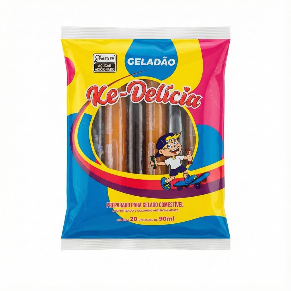 Geladão Gelinho Sacolé 100 Unidades 90ml Sabores Variados Refrescante Festa Lanche Gelado Infantil