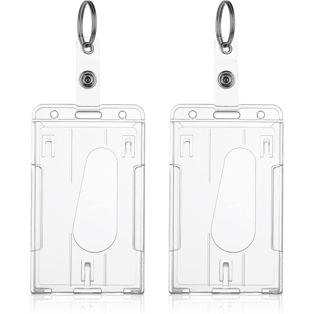 Porta-Crachá Para Cartão De Identificação Com Chaveiro , 2 Pacotes De Suportes Resistentes , Plástico Rígido , Protetor