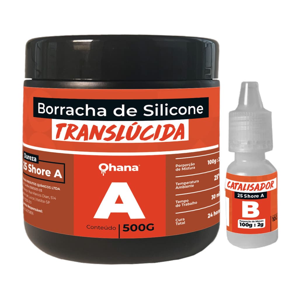 Borracha de Silicone Ohana Translúcida - Shore 25 A (510g)