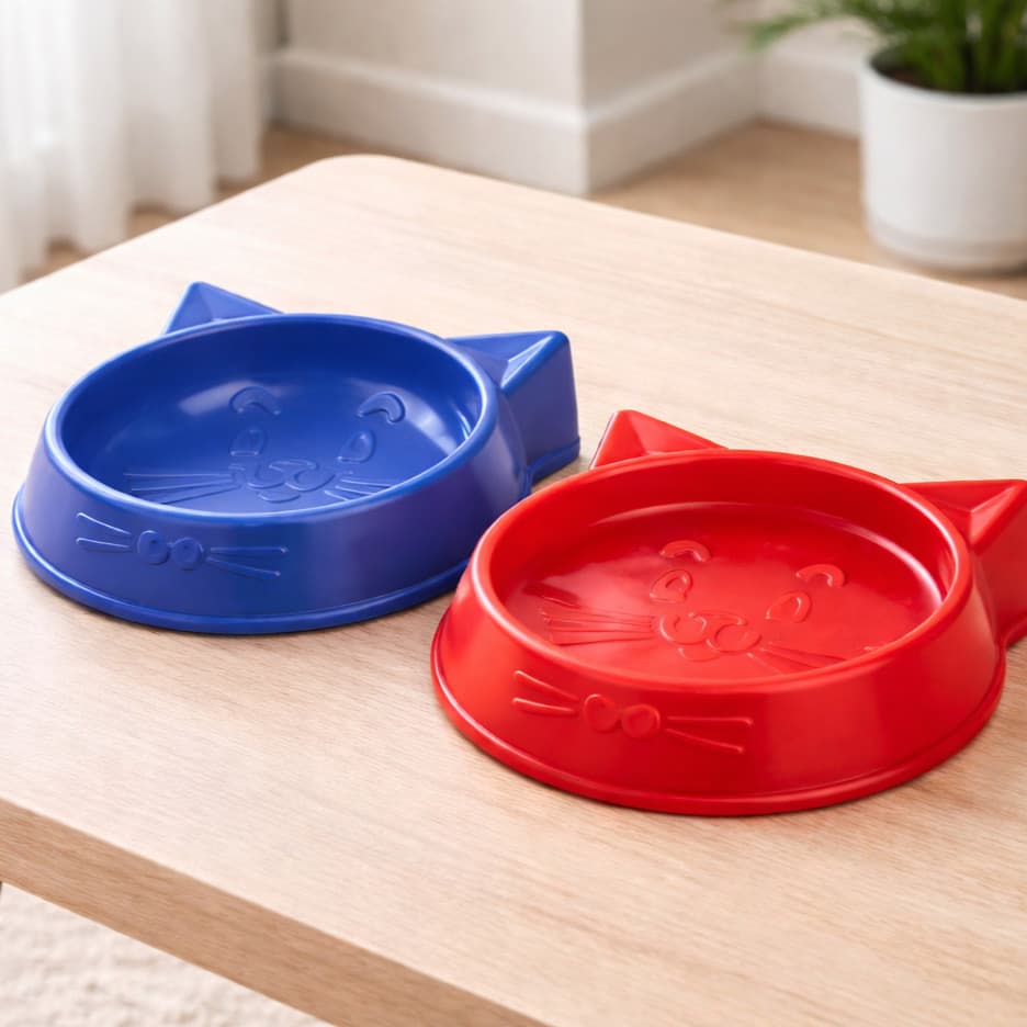 Kit 2 Comedouros Pet Azul e Vermelho Design Resistente para Cães e Gatos
