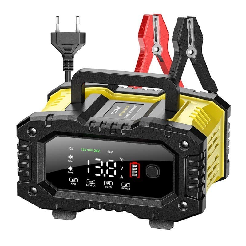 E-FAST Carregador de bateria 0-10A 12/24V Lifepo4 Carregador de bateria de carro inteligente automático de chumbo-ácido