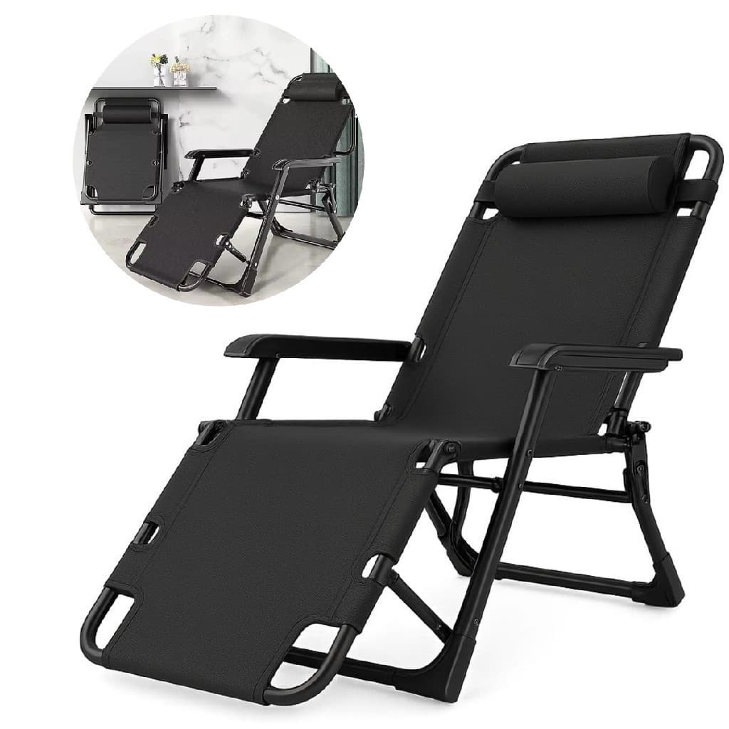 Cadeira Espreguiçadeira Dobrável Reclinável Jardim Praia Piscina 150kg Portátil