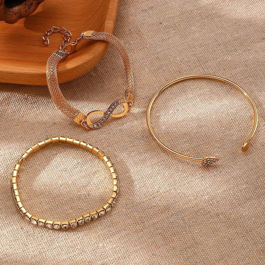 Conjunto De Pulseira De Corrente De Cobra Com Nó De Amor , Joia De Coração Aberto De 3 Peças Para Casais , Estilo Ajustá