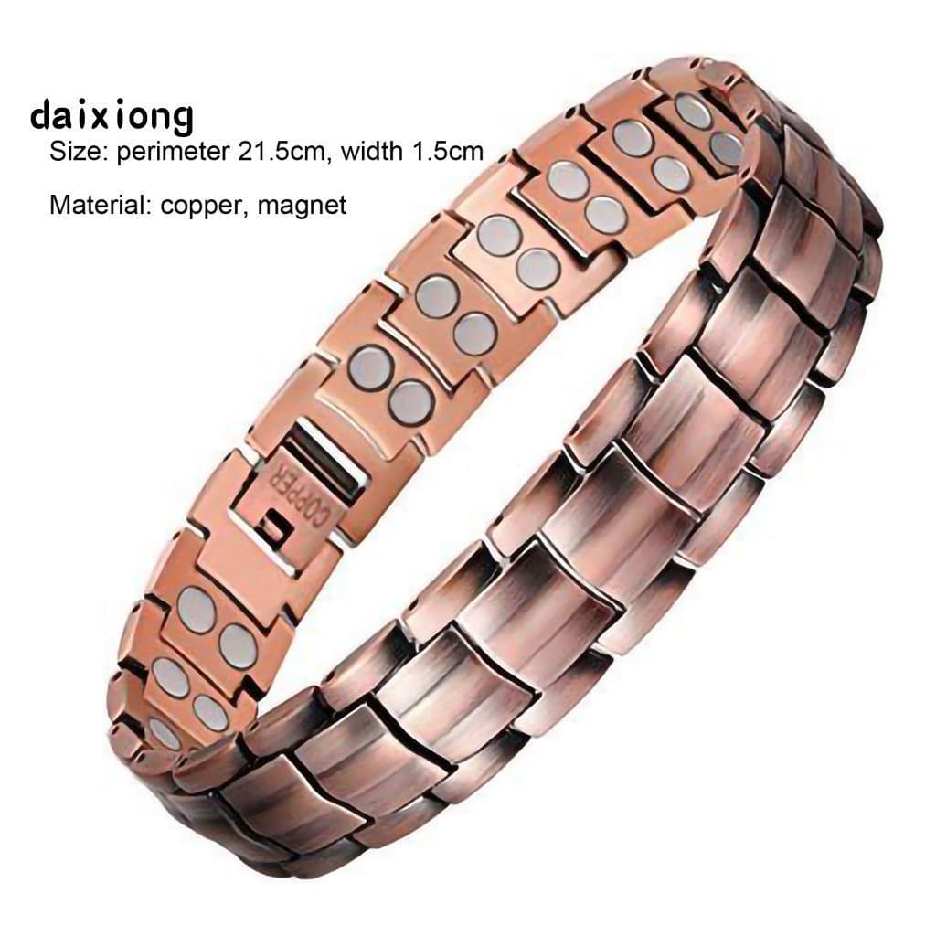 < COD > Pulseira Masculina Magnética De Cobre Puro Durável De Terapia Suave Para Uso Diário