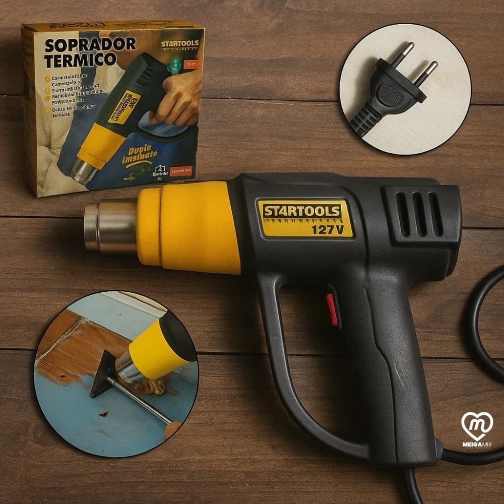 Pistola Soprador Termico Aquecimento Potente Bico Removivel Secagem Pintura Desencapar Fios