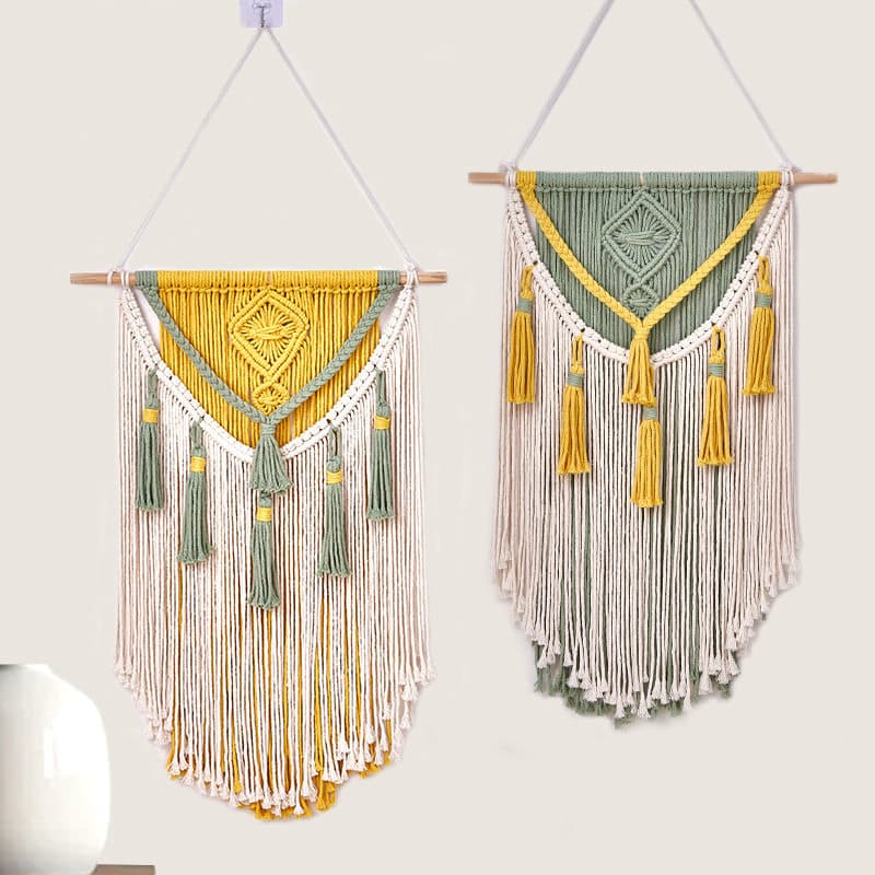 Tapeçaria boêmia tecida à mão, corda de algodão colorida, suspensão de parede, sala de estar, quarto