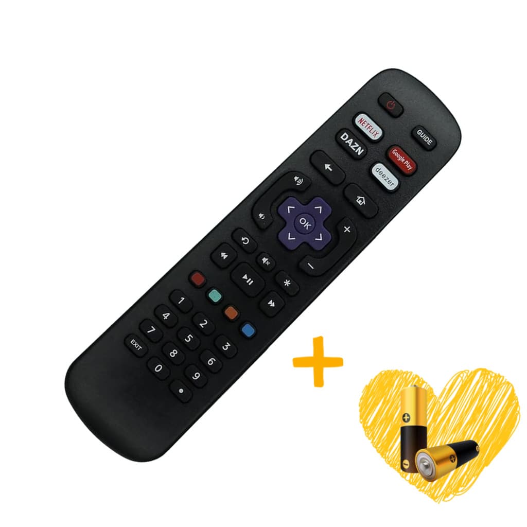 Controle Compatível com AOC Roku TV teclas Netflix Google Play DAZN Deezer | Reposição | + Pilhas