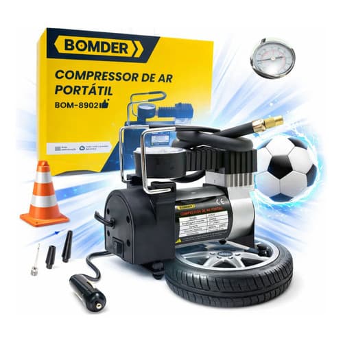 Compressor Portátil Bomvink Bom-8902 Super Forte E Potente Preto