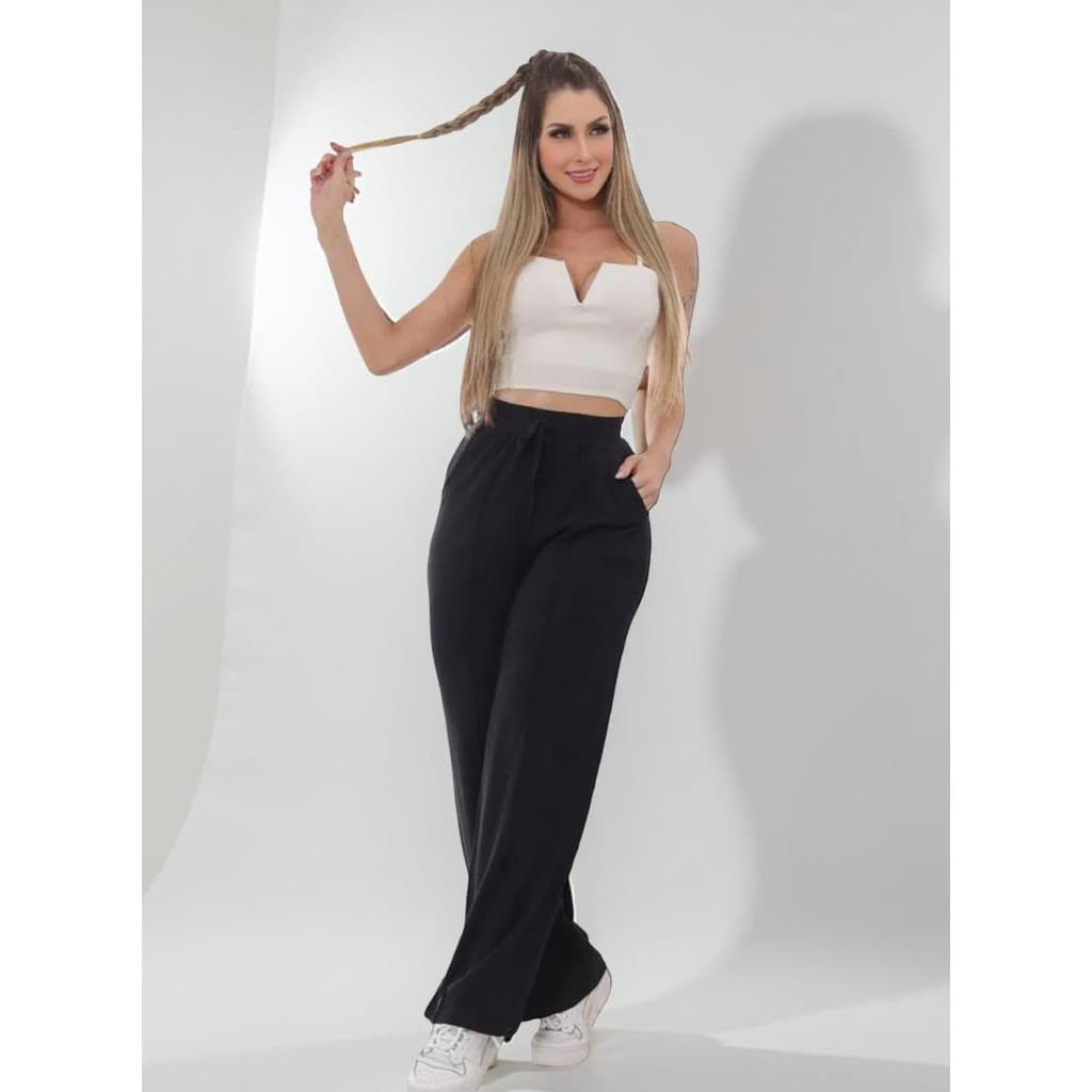 Calça Feminina Inverno Calça Lanzinha Wide Leg Calça Pantalona moderna Look Estiloso e Confortável