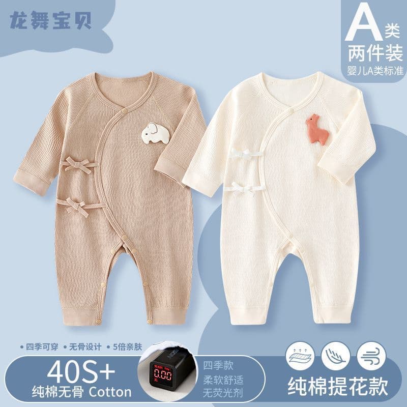 Macacão de manga comprida para recém-nascidos, primavera outono, algodão puro, roupas de monge para bebês, macacão com c