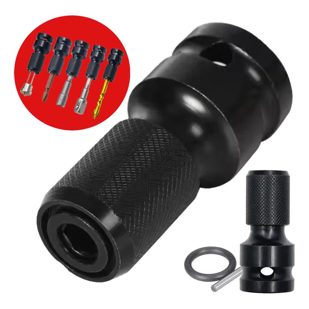Adaptador De Soquete P/ Chave Impacto 1/2  Em Bits 1/4 Preto