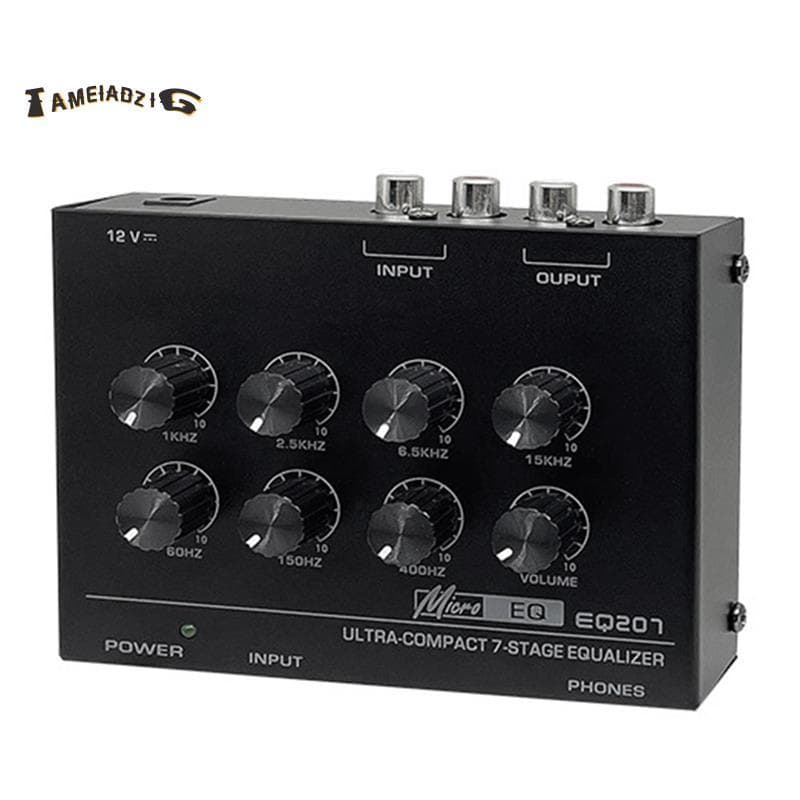 Pré-Amplificador EQ207 Equalizadores De 7 Bandas Modificadores De Som DC12V Entrada De Energia Mixer De Áudio Plugue Ue