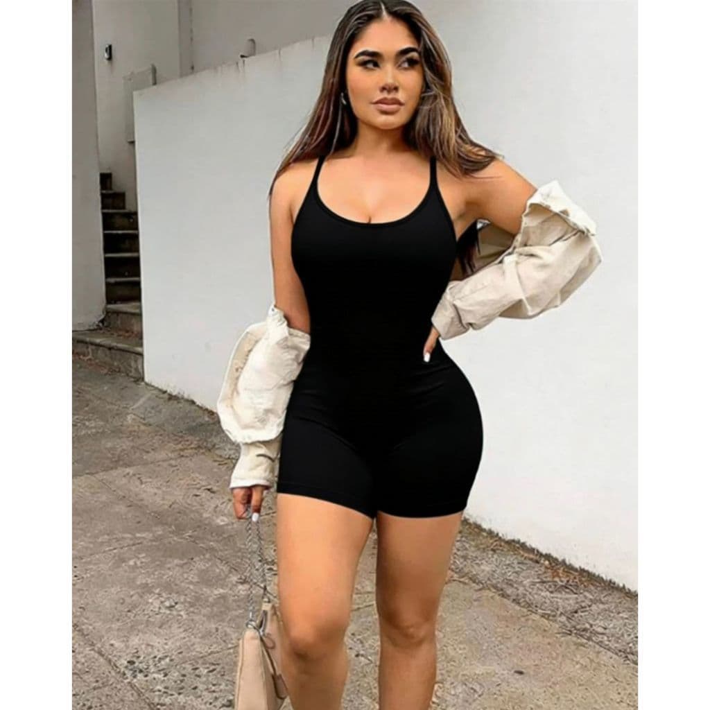Macaquinho Macacão Canelado Alcinha Feminino Roupa Academia Esportivo Fitness Treino Corrida Yoga